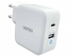Fotoja e Karikues Choetech Q60062 GaN, USB-C, USB-A, PD, 65W, i bardhë, Picture 1
