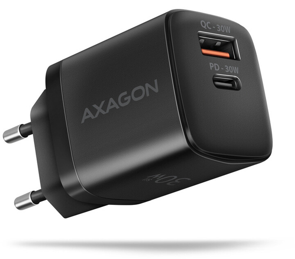 Fotoja e Karikues AXAGON ACU-PQ30, USB-A, USB-C, PD, QC4+, 30W, i zi