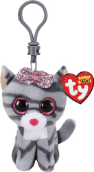 Fotoja e Varëse çelësash TY Beanie Boos Kiki - Macja e hirtë, 8.5 cm