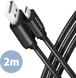Fotoja e Kabllo AXAGON USB-A - micro USB2.0 HQ, 2.4A, 2m, e zezë