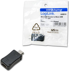 Fotoja e Përshtatës LogiLink microUSB në miniUSB, i zi