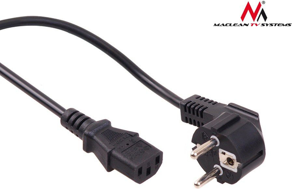 Fotoja e Kabllo energjie Maclean MCTV-801 3-pin 5m EU plug, e zezë