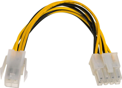 Fotoja e Përshtatës Akyga ATX/EPS 4-pin - ATX/EPS 8-pin, 0.15m, i verdhë