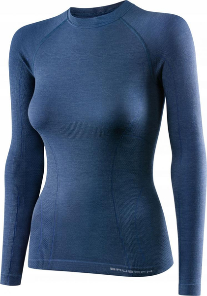 Fotoja e Bluzë për femra Brubeck Active Wool LS12810, e kaltër, M
