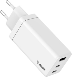 Fotoja e Karikues Yenkee YAC 2065, GaN, USB-A, 2x USB-C, 65W, i bardhë