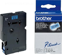 Fotoja e Shirit i laminuar Brother TC-591, 9mm, i zi/i kaltër