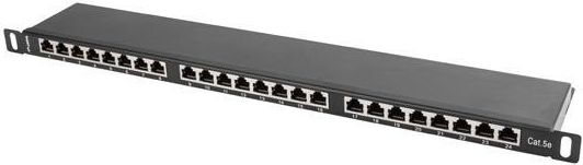 Fotoja e Patch panel Lanberg 0.5U, 19", 24x RJ-45, Cat. 5e, i zi