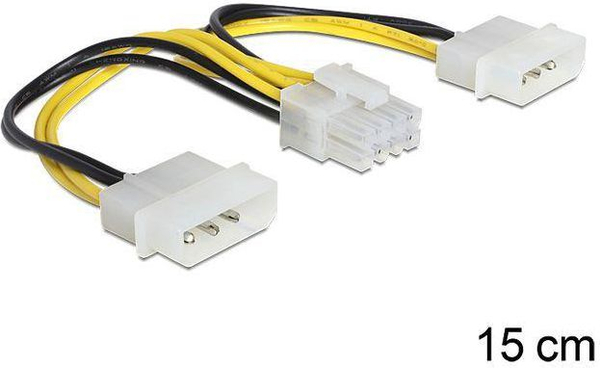 Fotoja e Kabllo DeLock Molex x2 - ATX/EPS 8pin 8340, 0.15m, e verdhë