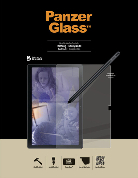 Fotoja e Xham mbrojtës PanzerGlass Edge-to-Edge për Samsung Galaxy Tab A8, transparent