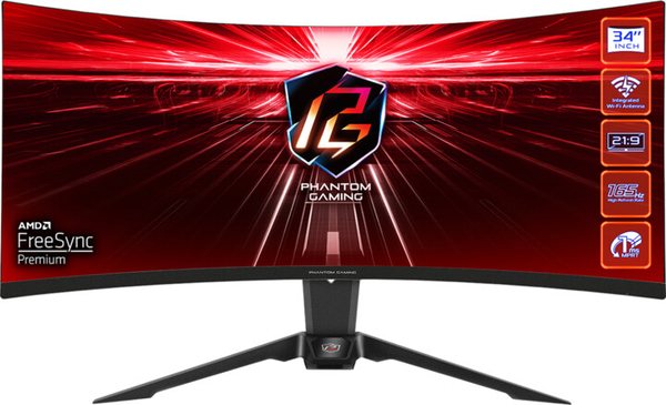 Fotoja e Monitor ASRock PG34WQ15R2B - LED, 34", UW-QHD, i zi