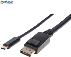Fotoja e Kabllo Manhattan USB-C - Displayport, 2m, e zezë