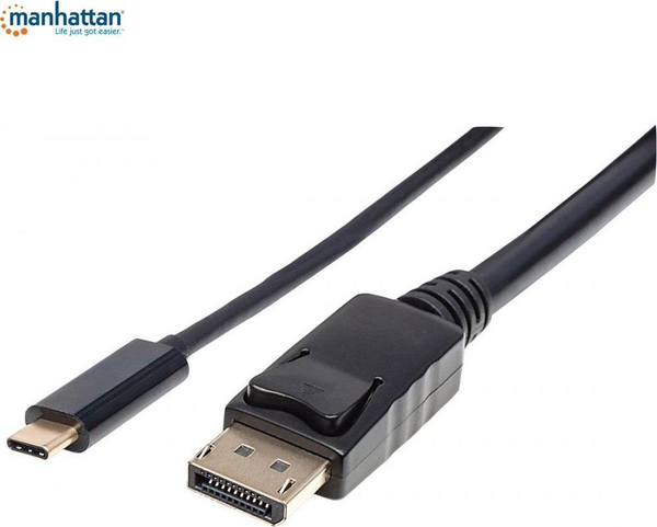 Fotoja e Kabllo Manhattan USB-C - Displayport, 2m, e zezë