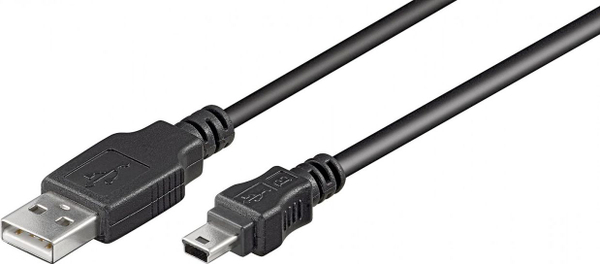 Fotoja e Kabllo USB Goobay, USB-A në miniUSB, 0.3 m, e zezë