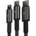 Fotoja e Kabllo karikuese BASEUS Superior 3në1, USB-A - USB-C / micro USB / Lightning, 1.5m, e zezë, Picture 10