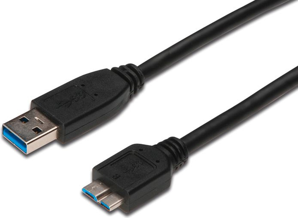 Fotoja e KAbllo Digitus USB-A - microUSB, 0.25m, e zezë