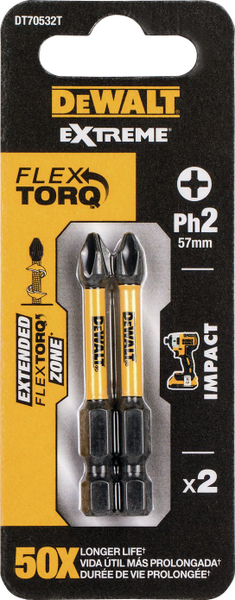 Fotoja e Pjesë për turjelë Dewalt Extreme Impact Torsion2 PH2, 50 mm, 2 copë