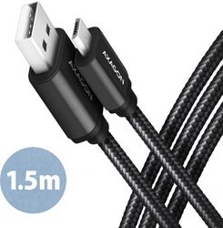 Fotoja e Kabllo AXAGON USB-A - micro USB2.0 HQ, 2.4A, 1.5m, e zezë