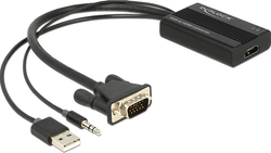 Fotoja e Përshtatës Delock D-Sub (VGA) - HDMI + USB-A + Jack 3.5mm, i zi