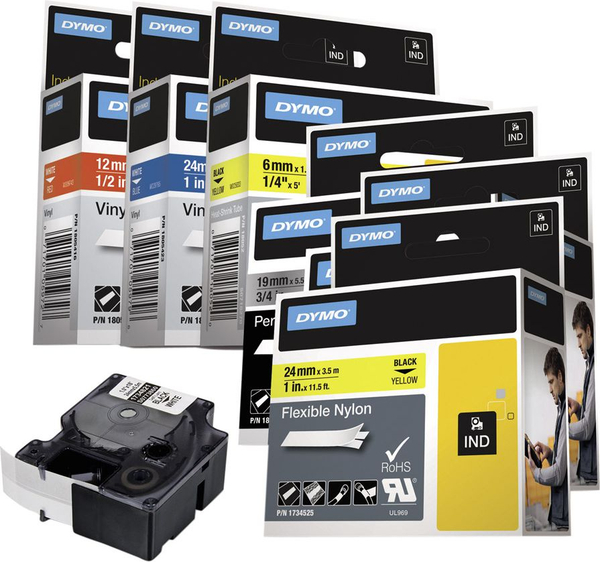 Fotoja e Etiketë për printer Dymo D1 S0720600, 12 mm × 7 m, tekst i bardhë mbi transparent