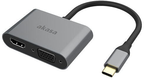 Fotoja e Kabllo Akasa USB Type C 2in1, HDMI, D-Sub, 18cm