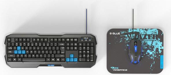 Fotoja e Set tastierë, maus dhe mauspad E-Blue Polygon (45907), të zi/të kaltër