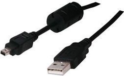 Fotoja e Kabllo Logo, USB A - miniUSB, 1.8 m, e zezë