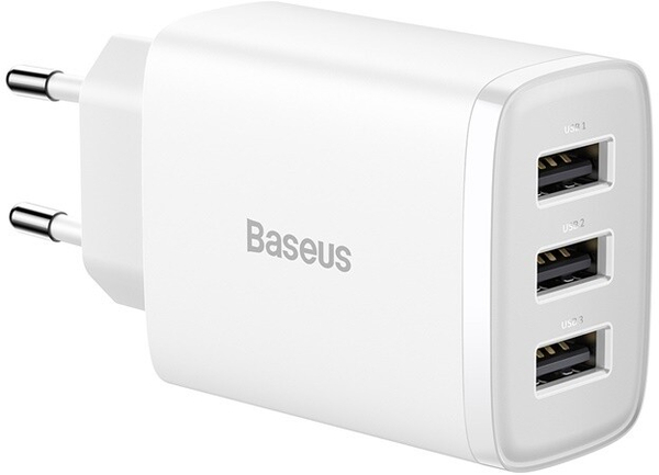 Fotoja e Karikues Baseus, 3xUSB-A, 17W, i bardhë