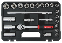 Fotoja e Set arpion me çelësa kokë, Würth, Redstripe, 3/8", 6 këndore, 24copë