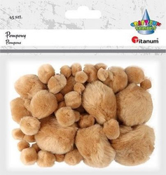 Fotoja e Pompoms Titanum, 45 copë, akrilik, madhësi të përziera, bezhë