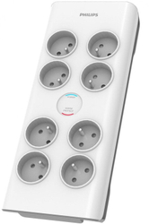 Fotoja e Kabllo zgjatëse Philips, 8x priza, çelës, 2m, e hirtë