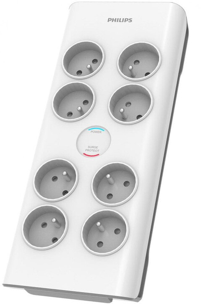 Fotoja e Kabllo zgjatëse Philips, 8x priza, çelës, 2m, e hirtë