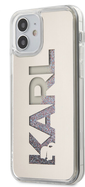 Fotoja e Mbrojtëse KARL LAGERFELD Liquid Glitter Multi Mirror për iPhone 12 (5.4"), e argjendtë