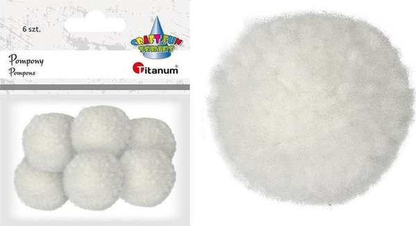 Fotoja e Pompone dekorative Titanium, 6 copë, të bardha
