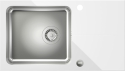 Fotoja e Lavaman Quadron Hugh 111, 770 × 440 × 190 mm, Fusion GlassQ / SteelQ, i bardhë