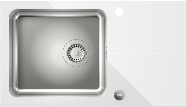 Fotoja e Lavaman Quadron Hugh 111, 770 × 440 × 190 mm, Fusion GlassQ / SteelQ, i bardhë