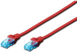 Fotoja e Kabllo rrjeti Digitus U/UTP cat.5e PVC, 1m, e kuqe