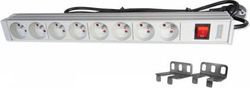 Fotoja e Kabllo vazhduese Digitus A‑19‑STRIP‑2‑IMP, 1,8 m, 8 hyrje Schuko, 16 A, e bardhë