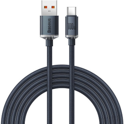 Fotoja e Kabllo karikimi / të dhënash Baseus Crystal Shine Series USB-A - USB-C, 100W, 2m, e zezë