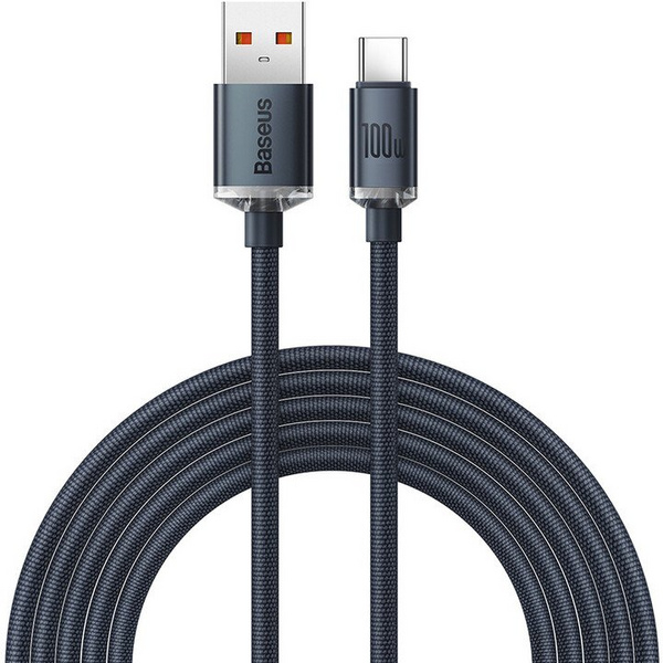 Fotoja e Kabllo karikimi / të dhënash Baseus Crystal Shine Series USB-A - USB-C, 100W, 2m, e zezë
