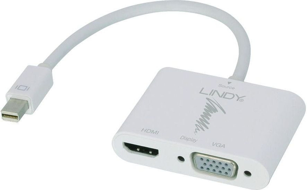 Fotoja e Përshtatës Lindy DisplayPort Mini - HDMI - D-Sub (VGA) AV, i bardhë