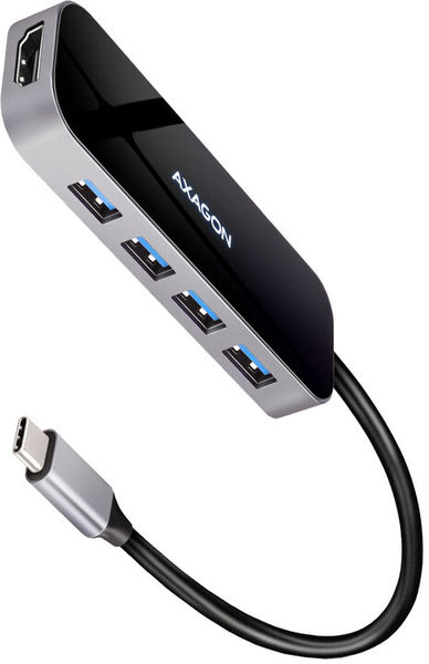 Fotoja e Hub shumëfunksional AXAGON 5në1 USB 3.2 Gen 1, 4x USB-A, HDMI, PD 100W, kabllo USB-C 20cm