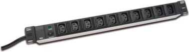 Fotoja e Kabllo vazhduese Digitus DN-95404, PDU, 19", 10 priza, e zezë