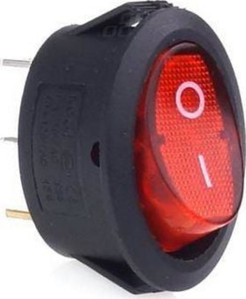 Fotoja e Ndërprerës AMiO (AMI-02461), 12V, 230V, oval, i kuq / zi