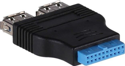 Fotoja e Përshtatës Akyga 19-pin në 2x USB 3.0, i zi