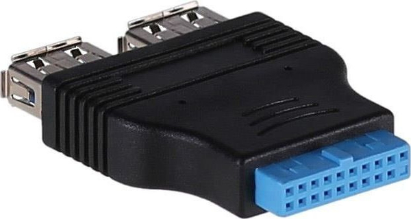 Fotoja e Përshtatës Akyga 19-pin në 2x USB 3.0, i zi
