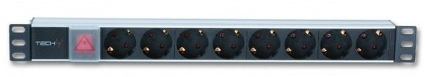 Fotoja e Shirit elektrik Techly PDU, 19" 1U 8x, 3m, i zi