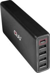 Fotoja e Karikues multifunksional Club 3D CAC-1903EU, 4x USB-A, 1x USB-C, 4.8A, i zi