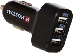 Fotoja e Karikues për makinë Swissten 20111200, 3x USB-A, 5.2A, i zi