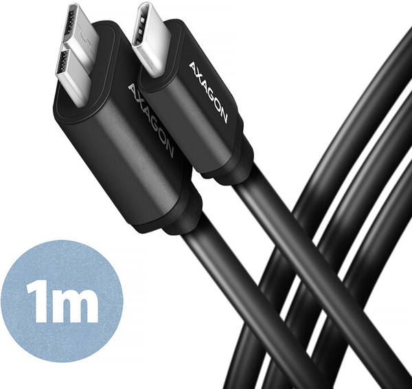 Fotoja e Kabllo AXAGON USB-C - micro USB 3.2 Gen 1 SPEED, 3A, 1m, e zezë