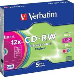 Fotoja e Disqe Verbatim 43167, CD-RW, 700MB, 12x, 5 copë